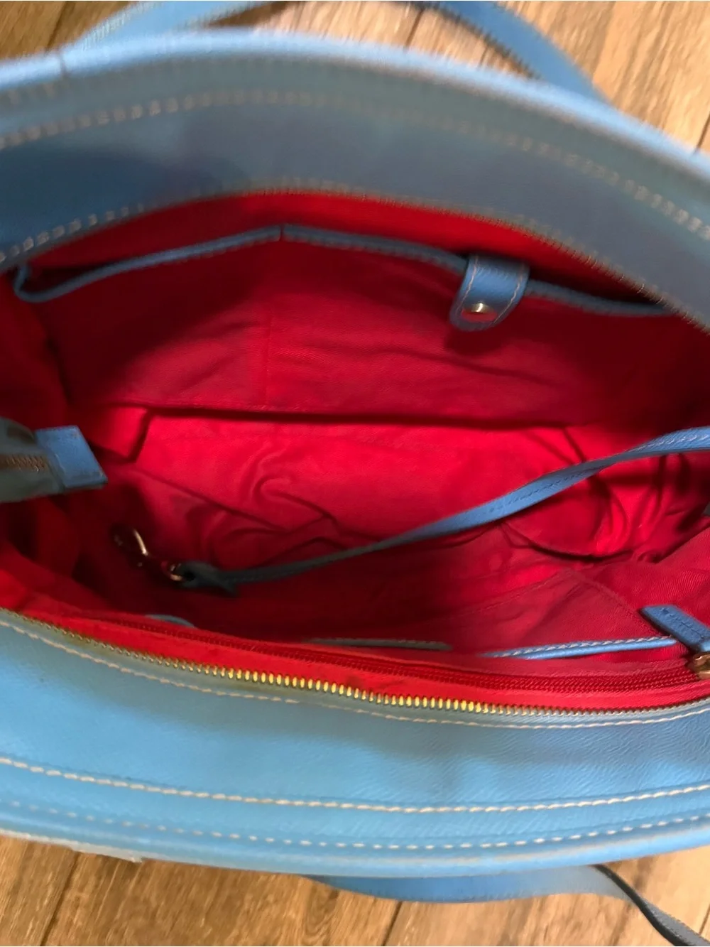 Dooney & Bourke Sky Blue Pebble Leather Logo Lock Tote